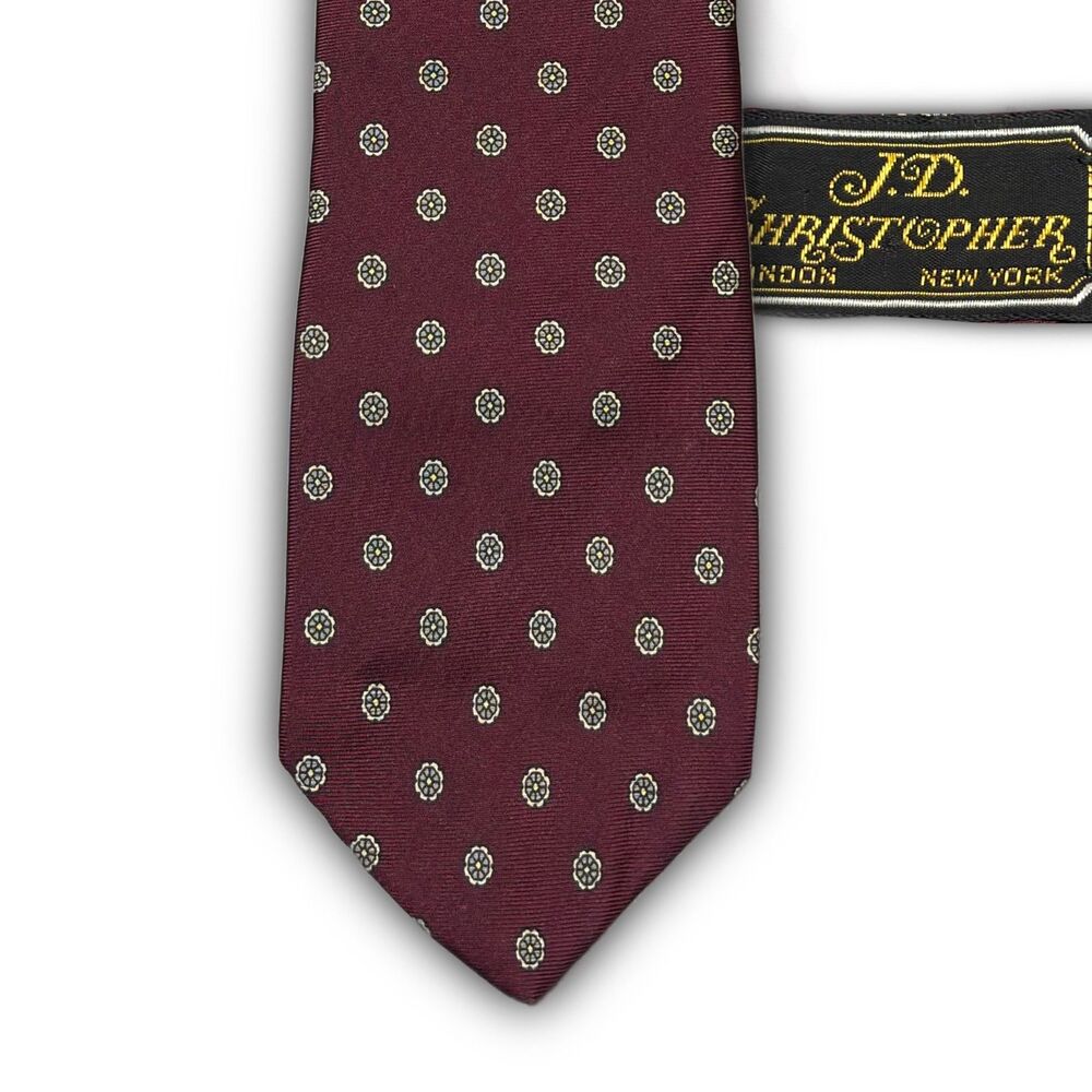 Vintage J.D. Christopher Burgundy Silk Tie